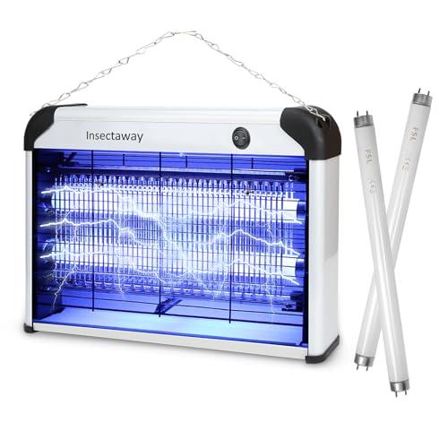 Insectaway Lámpara antimosquitos, Doble Rejilla, 20 W, UV, antiinsectos, Volantes, eléctrica, Interior, eficiente, Alcance de 50 – 150 m² – Trampas de Mosca