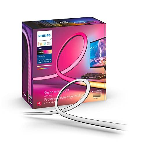 Philips Hue   Set de 3 Tiras de led Hue Play Gradient para PC, 24 27″, Luz Blanca y de Colores, sincroniza con el contenido de la pantalla