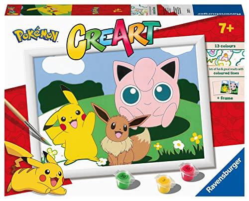 Ravensburger   Creart D: Pokemon | Pintar por Numeros Niños | Kit Manualidades Niños Pokémon | Kit Pintura Niños Completo | Manualidades Niña 7 años | Incluye Marco 18x24cm