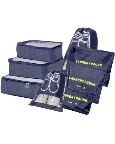 53% DESCUENTO BillyBath Organizador De Maletas,bolsas De Ropa De Viaje,juego De Organizador De Maletas 8 En 1,equipaje De Viaje,Para Ropa,Zapatos,Ropa Interior,Cosméticos (Azul oscuro)