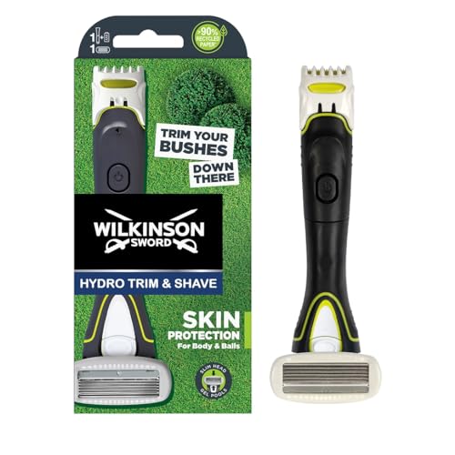 38% DESCUENTO Wilkinson   Hydro Trimmer   Body &Balls   Maquinilla de afeitar eléctrica 2 en 1 para hombres   Recortadora con 3 ajustes   Cabezal de 5 cuchillas con gel de aloe vera