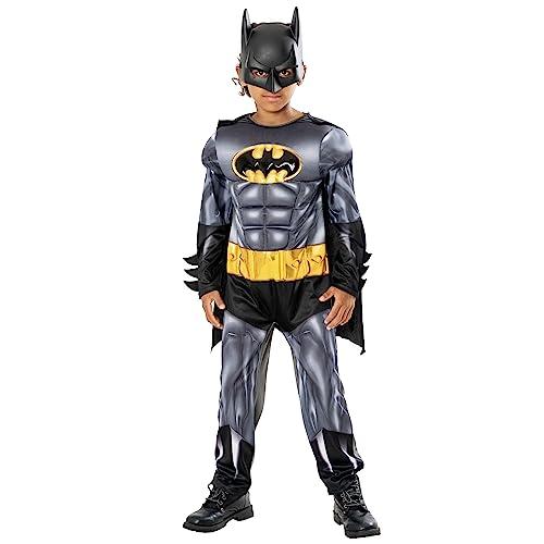 OFERTÓN SUPREMO 75% DESCUENTO Rubies Disfraz Batman Metallic Core Deluxe para niños, Jumpsuit impreso con pecho musculoso, capa y máscara, Oficial DC Comics para Carnaval, Halloween, Navidad y cumpleaños