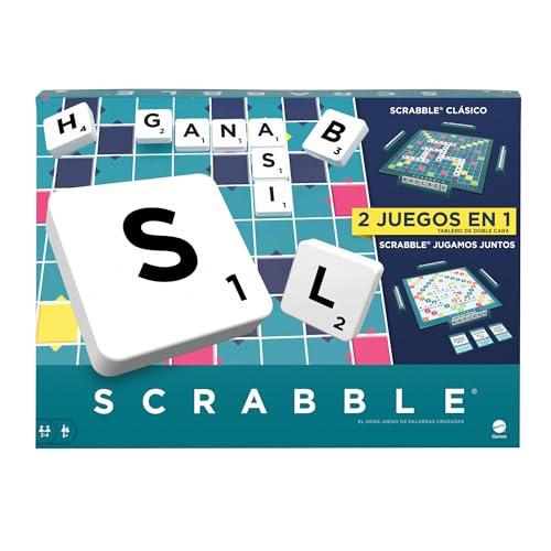38% DESCUENTO Mattel Games Scrabble 2 Juegos en 1 , juego de mesa familiar, palabras cruzadas, incluye tablero con 2 caras, 50 tarjetas con objetivos , 2 4 jugadores , +10 años, versión español (HXV99)