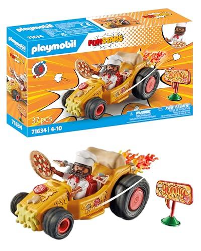 60% DESCUENTO PLAYMOBIL Funstars 71634 Racing Pizza, Kart con Motor retráctil, dinámico Set de Juego para Carreras emocionantes, Juguetes para niños y niñas a Partir de 4 años