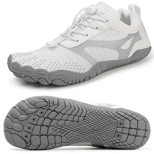 Hombre Mujer Barefoot Minimalistas Zapatillas de Trail Running Ligeras y Respirable Zapatos Descalzos Gym Playa Calzado de Deportes Acuaticos para Correr Senderismo Beach Surf Yoga Blanco 36 EU