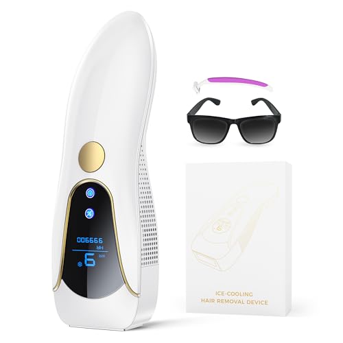 Depiladora Laser IPL con Función de Enfriamiento, 19.35 J Depiladora Luz Pulsada con 9 Nivel de Energía, 2 Modos, 999.900 Luz Pulsada para Mujer y Hombre, Piernas, Bikini, Axilas, Cara, Cuerpo