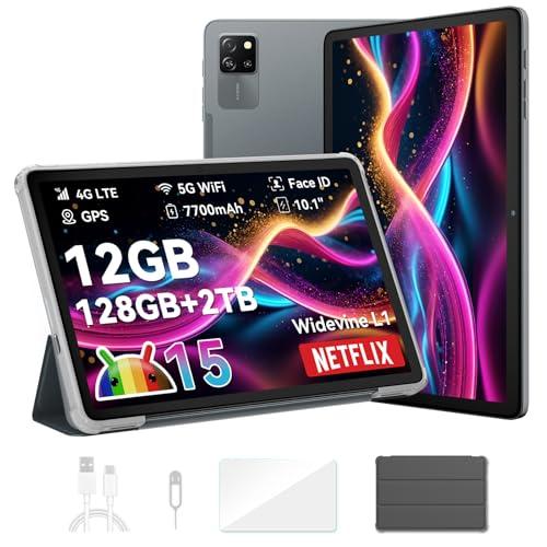 Blackview Tablet Android 15 Tab 60 Pro 10 Pulgadas 12GB RAM + 128GB ROM/2TB TF, 4G LTE+5G Wi Fi, Widevine L1 HD+ IPS, Face ID, Octa Core, 7700mAh Batería, Dual Cámara 8MP+5MP/GPS/WPS Suite PC Tablet