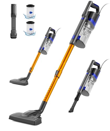 65% DESCUENTO VACTechPro 32KPa/680W/6M Aspiradora, Aspiradora con Cable con 800ML Cubo de Basura, Aspirador con Diseño de Doble Asa, Aspirador con Cable para Suelos Duros, Aspirador Vertical Oro