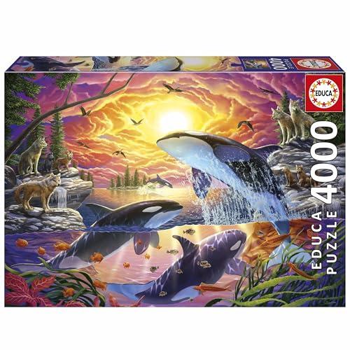 Educa   Puzzle de 4000 Piezas para Adultos | Orcas y Lobos. Incluye Servicio de Pieza perdida hasta agotar existencias. Medidas: 136 x 96 cm. A Partir de 14 años (20259)