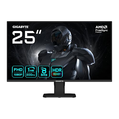Gigabyte GS25F2 Monitor Gaming 25″ FHD   1920 x 1080, 200Hz, 1ms, 300 CD/m², Display HDR 10, HDMI 2.0, DisplayPort 1.4