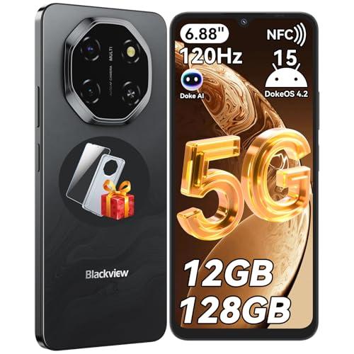 Blackview Shark 6 IA Telefonos Movile 5G, 6.88″ 120HZ Android 15 Smartphone, 12GB+128GB / 2TB TF, 16MP + 8MP Smartphone 5G Dual SIM, Face ID/Fingerprint/OTG/GPS/Funda de Móvil/Pago NFC