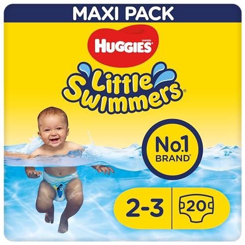 Huggies Little Swimmers Pañales Bañadores para Bebé Talla (3 4), Barreras Anti Escapes para Una Máxima Protección en el Agua, 20 Pañales Desechables