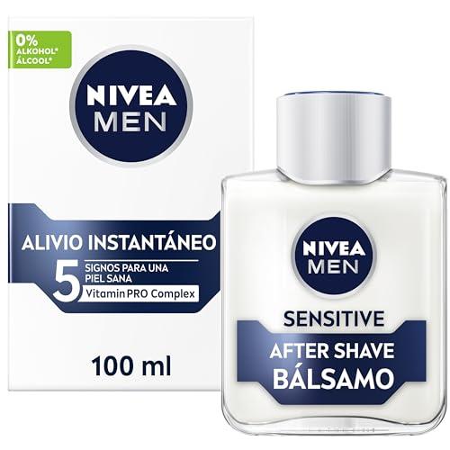 34% DESCUENTO NIVEA MEN Sensitive Bálsamo After Shave (1 x 100 ml), para el cuidado de la piel sensible, bálsamo anti irritaciones con 0% alcohol para calmar la piel al instante