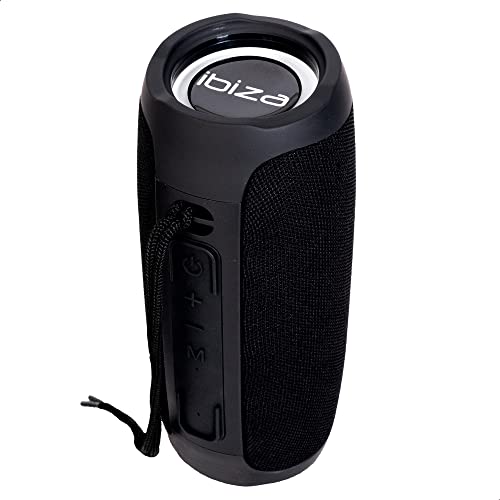 DESCUENTAZO 61% DESCUENTO Ibiza   BULLET30   Bafle portátil Bluetooth 360° de 30W, funciona con batería con anillos de luz LED y función TWS   Negro