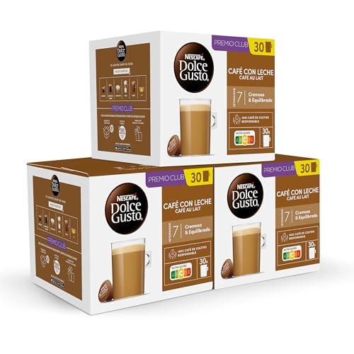 NESCAFÉ Dolce Gusto Café con Leche   Cápsulas de Café, 90 Cápsulas (3 x 30)   Intensidad 7   Originales para cafeteras Dolce Gusto