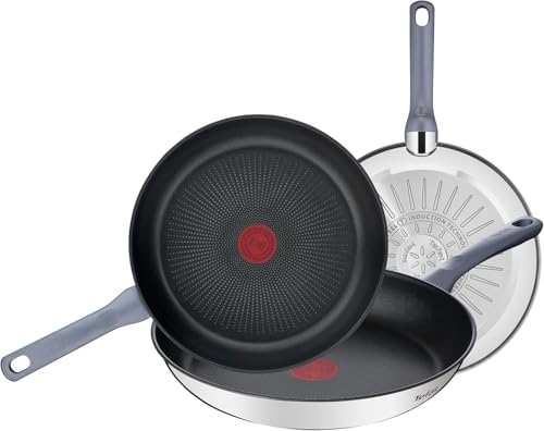 44% DESCUENTO Tefal Daily Cook Juego de Sartenes de 20/24/26 cm, Apto inducción, antiadherente, revestimiento titanio, Thermo signal, sin PFOA, apto lavavajillas y horno, acero inoxidable