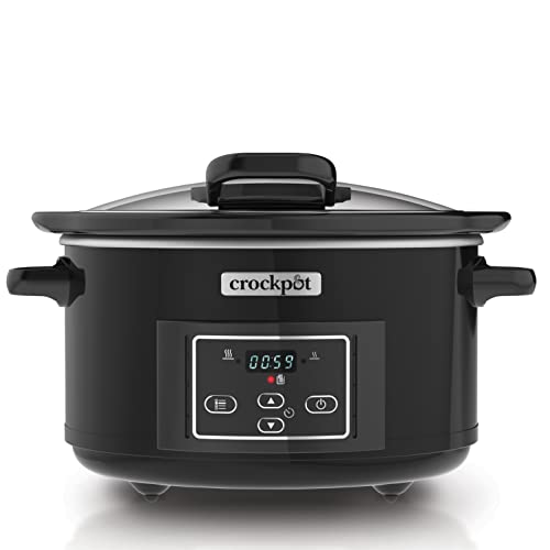 21% DESCUENTO Olla de cocción lenta digital Crock Pot Lift and Serve con tapa abatible y temporizador de cuenta atrás programable | 4,7 L (hasta 5 personas) | Eficiencia energética | Negra [CSC052]