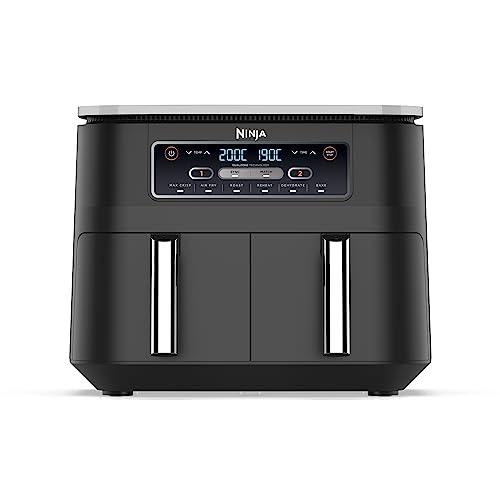48% DESCUENTO Ninja Foodi Freidora de aire con compartimento doble, 7,6 l, 6 en 1, no usa aceite, Max Crisp, Asar, Hornear y más funciones, 4 6 porciones, cestas antiadherentes, en negro, AF300EU
