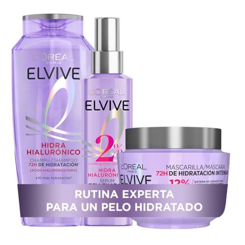 L’Oreal Paris Elvive Hidra Hialurónico Cofre Champú 72h Hidratación y Mascarilla 72h Hidratación Intensiva y Sérum Rellenador