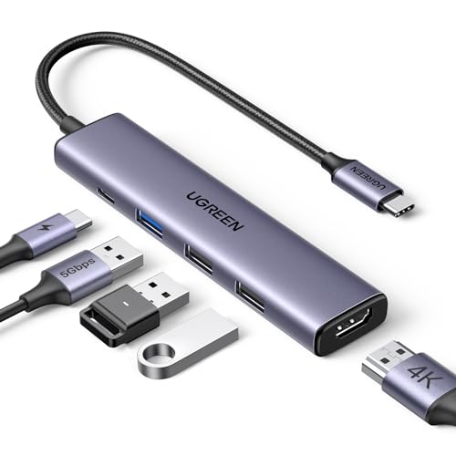 32% DESCUENTO UGREEN Revodok 105 Hub USB C HDMI 4K Adaptador Tipo C 5 en 1 con 100W PD Carga Compatible con MacBook Pro Air M3 M2 M1, iPad, iPhone 16 Plus MAX, Galaxy S24 Ultra, Surface