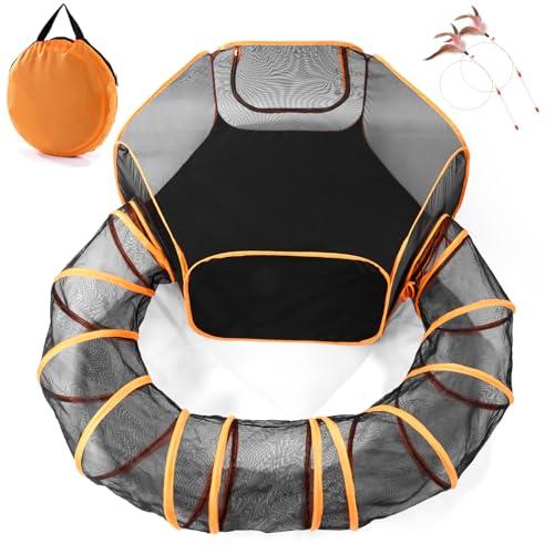 Odoland Túnel Grande para Gatos, Corral Plegable para Animales Pequeños, Recinto Exterior para Gatos, Túnel Plegable para Perros, Interior para Hamster, Conejillo de Indias, Conejo