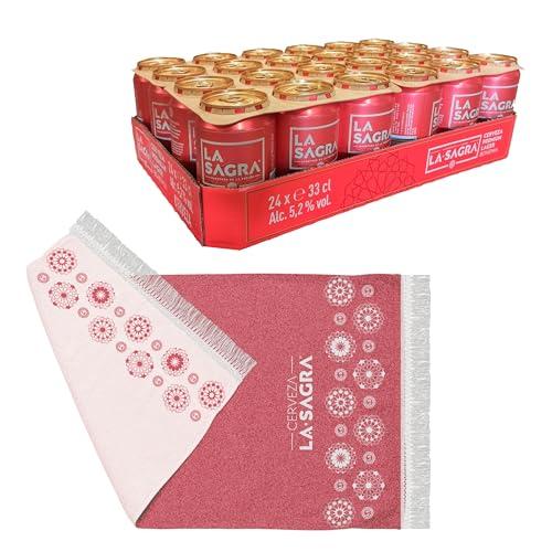 30% DESCUENTO La Sagra, Cerveza Lager estilo Pilsner, Alc. 5,2% Vol., Caja de 24 latas de 330 ml + TOALLA DE REGALO, Total 7920 ml