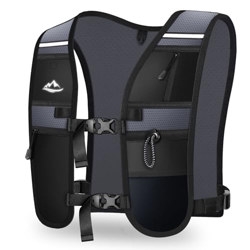 Rolgno Chaleco Running Reflectante, Chaleco Hidratación Ligero & Ajustable, Mochila Running Transpirable para Mujeres y Hombres, con 2L Compartimento Grande, para Ciclismo/Senderismo/Montañismo