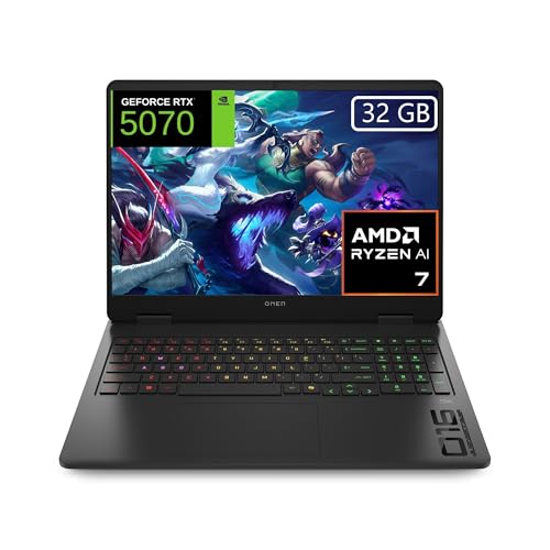 HP OMEN 16 ap0000ns   Ordenador portátil Gaming 16″ 2K AMD Ryzen AI 7 350, 32GB RAM, 1TB SSD, NVIDIA RTX 5070, FreeDos   Negro   Teclado QWERTY Español