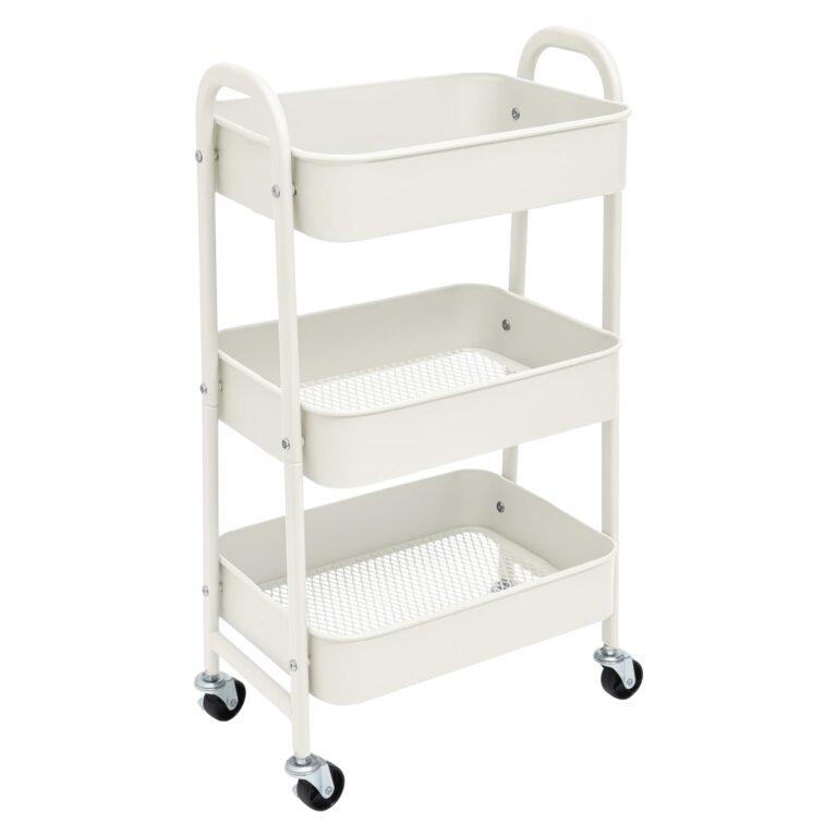 Carro de Almacenamiento Carrito Auxiliar con Ruedas Carro Cocina Carro Servicio Carrito Metalico con Ruedas 3 Niveles Carro Rodante Carro Organizador para Dormitorio Baño Oficina,Carrito de cocina o multiuso de tres niveles con rueda (FRUTA-001 1690 2090) | Miravia