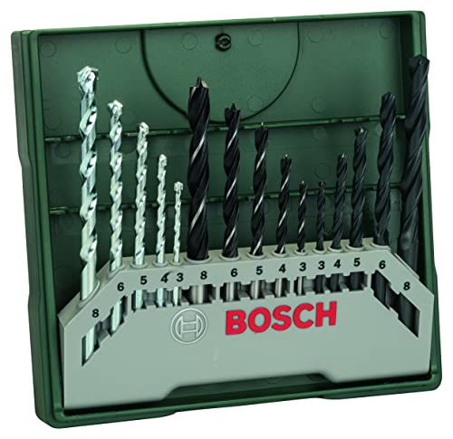52% DESCUENTO Bosch 15 uds. Set de brocas Mini X Line (para madera, mampostería y metal, accesorios para taladro)
