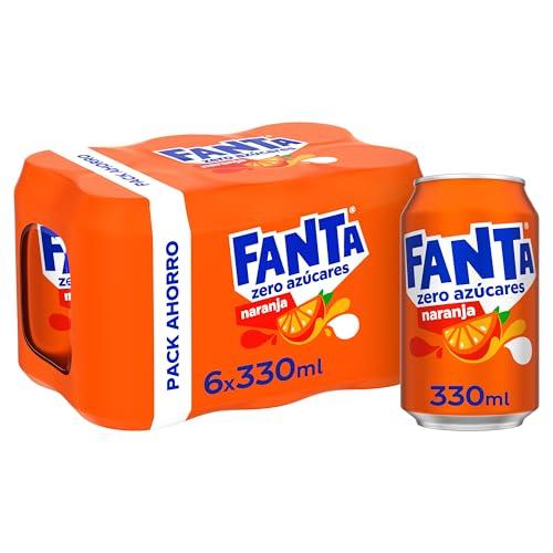 ¡SEGUNDA UNIDAD AL 50%! Fanta Naranja Zero Azúcares   Refresco con 4% de zumo de Naranja, Zero Azúcares Añadidos   Pack 6 Latas 330 ml