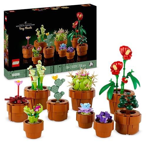 LEGO Botanical Plantas Diminutas con 9 Flores Artificiales para Construir en Maceta de Terracota, Decoración del Hogar, Regalo de Cumpleaños para Mujer, Hombre, Esposa o Esposo 10329