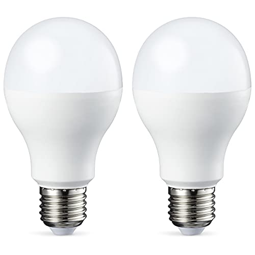 Amazon Basics Bombilla LED Esférica E27, 14W (equivalente a 100W), Blanco Cálido, Regulable 2 unidades