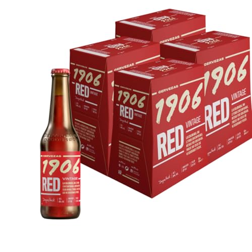 47% DESCUENTO 1906 Red Vintage   Cerveza Lager Extra, Pack de 24 Botellas x 33 cl, Sabor Intenso y Equilibrado, Galardonada Internacionalmente, 8% Volumen de Alcohol