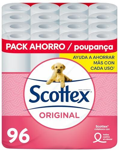 Scottex Papel Higiénico Original 96 rollos, 6 packs de 16 rollos