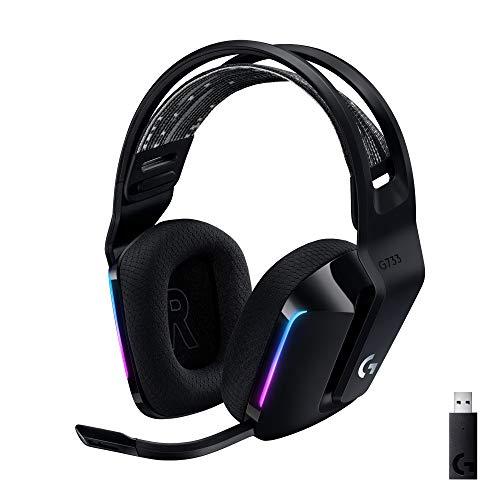 61% DESCUENTO Logitech G733 LIGHTSPEED Auriculares con Micrófono Inalámbricos para Gaming con Diadema con Suspensión, LIGHTSYNC RGB, Tecnología de Blue VO!CE, Ligeros, 29h de Batería, Negro