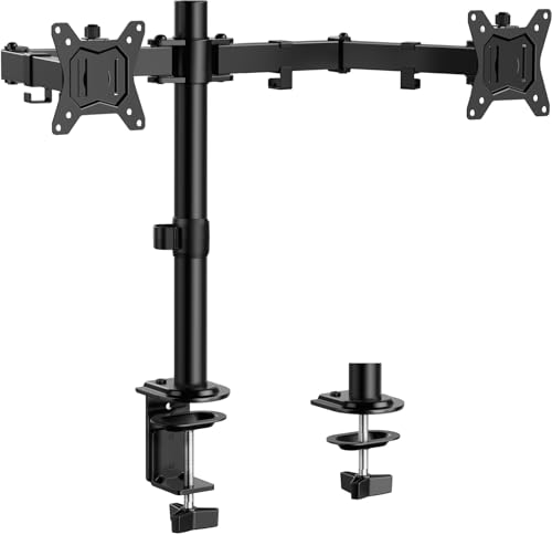 21% DESCUENTO ErGear Soporte 2 Monitores para 13 32” Pulgadas, Soporte Dos Monitores, Brazo Monitor Ajustable en Altura con Inclinación, Giro y Rotación, VESA 75×75/100×100, Acero, Negro