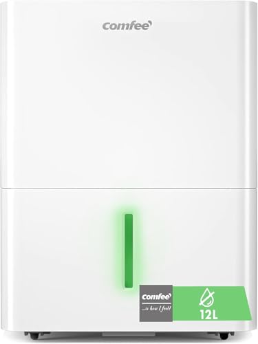 COMFEE’ Deshumidificador 12L para Humedad interior hasta 35m2 / 100m3 Deshumificador Silencioso Compacto y de Bajo Consumo Deshumificadores de Humedad con Depósito Extraible y Reinicio Automático