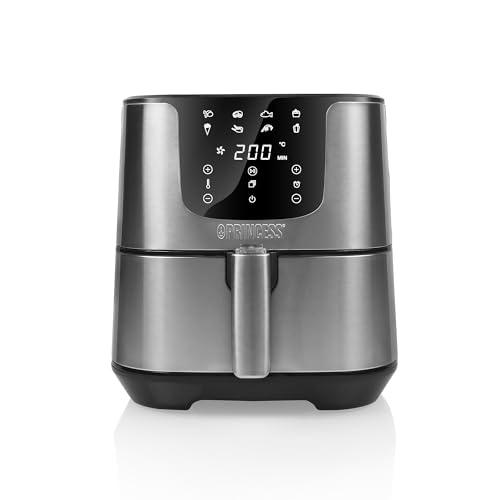 Princess 182060 Freidora sin aceite Deluxe 5.5 L, hasta un 62.2% menos de consumo de energía, libro con 30 recetas incluido, 8 programas, panel de control táctil digital, Regular