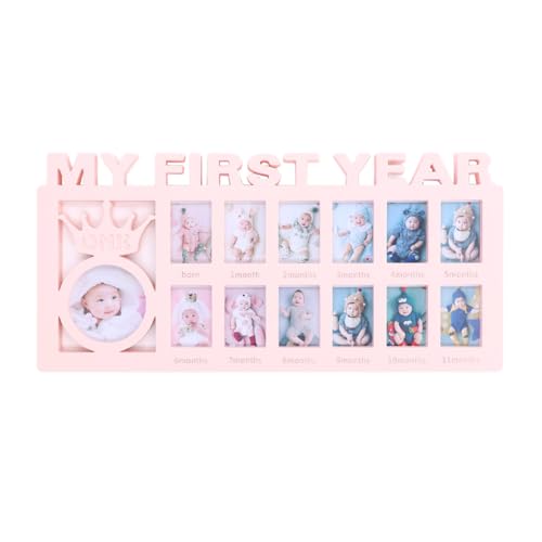 Joyzan Marco Foto Primer Año Bebé Huella, Bebe Fotos Recién Nacido Aniversario Registro Crecimiento Regalo Almohadilla 12Marco Pequeño Collage Hito Nacido Mensual Kit Exquisito Mano Récord Recien