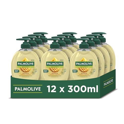 Palmolive Naturals Leche y Miel, Jabón de Manos Líquido, Cuida tu Piel con Delicadeza, Sin Jabón, Ingredientes Naturales, Fórmula Biodegradable, Testado Dermatológicamente, Pack 12 Uds x 300 ml