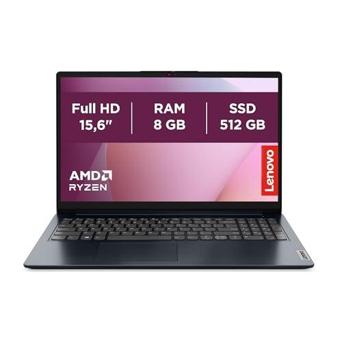 Lenovo IdeaPad 1 Gen 7   Ordenador Portátil 15.6″ FullHD (AMD Ryzen 7 5700U, 8GB RAM, 512GB SSD, AMD Radeon Graphics, Sin Sistema Operativo) Azul   Teclado QWERTY Español