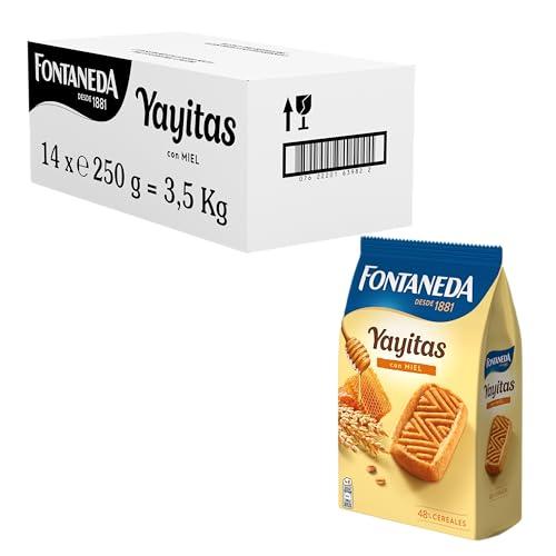 DESCUENTAZO 42% DESCUENTO Fontaneda Yayitas Galletas con Miel, Deliciosas y Crujientes, deliciosas para Desayuno, 14 Cajas de 250 g