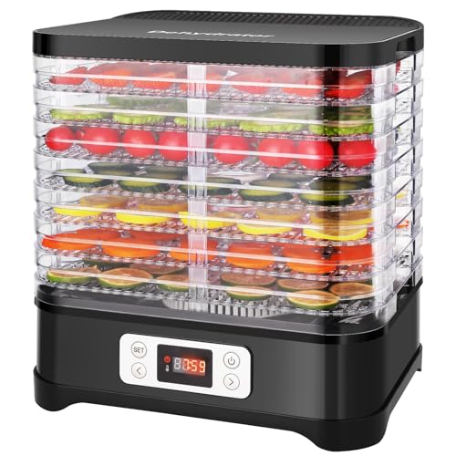 DESCUENTAZO 45% DESCUENTO Nictemaw Deshidratador de frutas de acero inoxidable mini deshidratador de cocina con 8 compartimentos insertables, deshidratador con controlador de temperatura, 400W, 35 70°C, temporizador de 72h