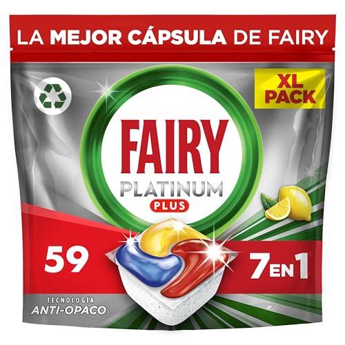 40% DESCUENTO Fairy Platinum Plus Cápsulas De Lavavajillas Todo En Uno Limón, 59 Cápsulas, El embalaje puede variar