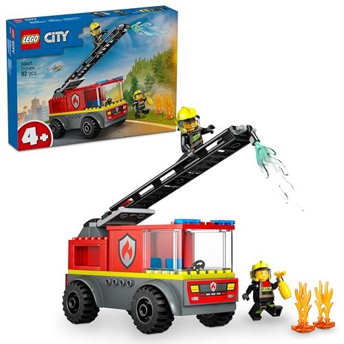 LEGO City Camión de Bomberos con Escalera de Juguete, Vehículo y 2 Minifiguras para el Juego de rol, Juguetes Educativos para Niños y Niñas de 4 Años o Más, Regalo de Cumpleaños Infantil 60463
