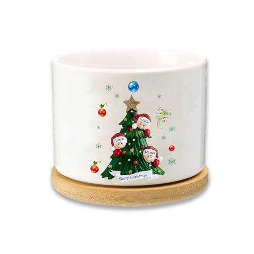 Maceta de cerámica Personalizada Suculenta para Interior/Exterior Motivos Navideños (3 Nombre)