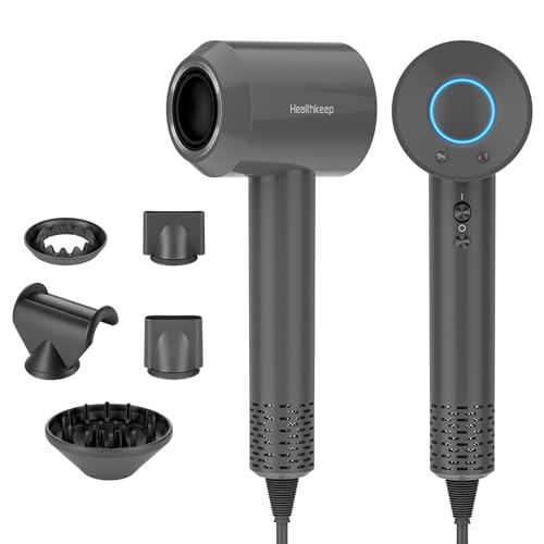 60% DESCUENTO Healthkeep Secador de pelo profesional de 2000 W, motor sin escobillas, 220,000 rpm para un flujo de aire de secado rápido de 25 m/s, iones negativos, 200 millones de silencio 58 dB, 5 consejos de