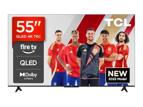 TCL 55T6C 55″ QLED 4K HDR TV, Fire TV (Smart TV with Dolby Vision & Atmos, HDR10+, Press & Ask Alexa) [Clase de eficiencia energética F]