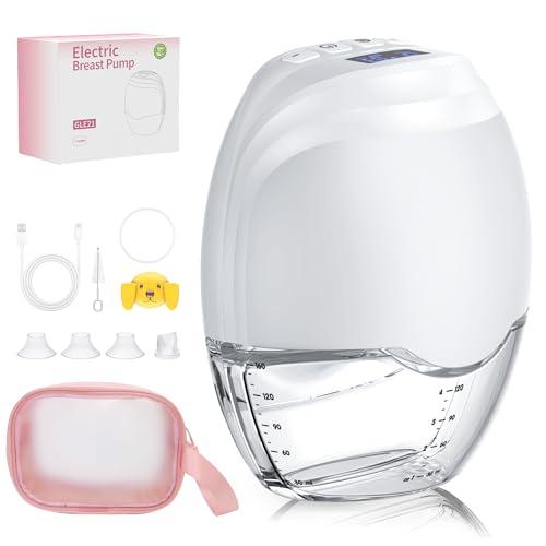 Sacaleches Electricos Manos Libres Portatil   Jheppbay Todo en Uno Extractor de Leche Materna con Doble Sello, Sin BPA, 3 Modos y 12 Niveles, con Brida 17/19/21/24mm, 1 Pieza